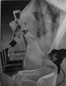 Publicity for fashion and perfume label Maggy Rouff, Paris